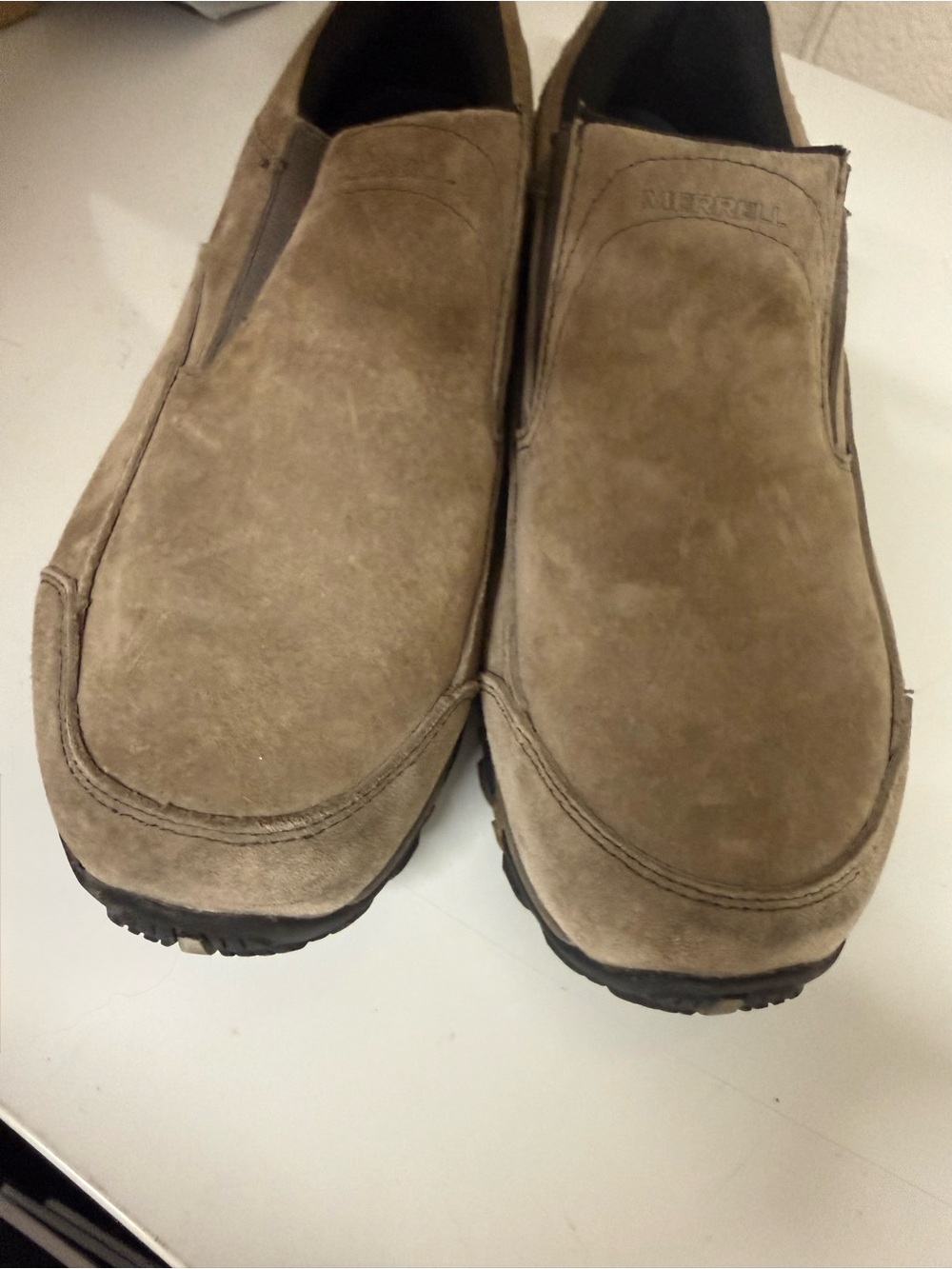 Merrell Men's Suede Slip-On Loafers in Taupe - Picture 6 of 7